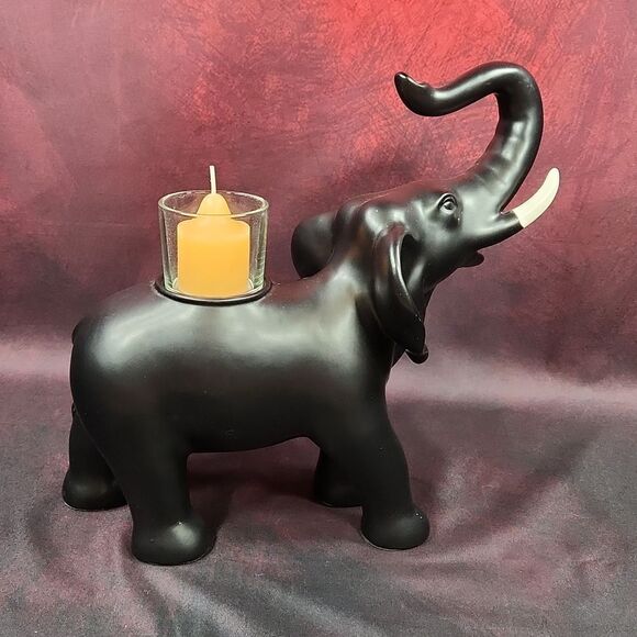 💜PartyLite Black Trumpeting Elephant Tealight/Votive Candle Holder - Picture 12 of 15